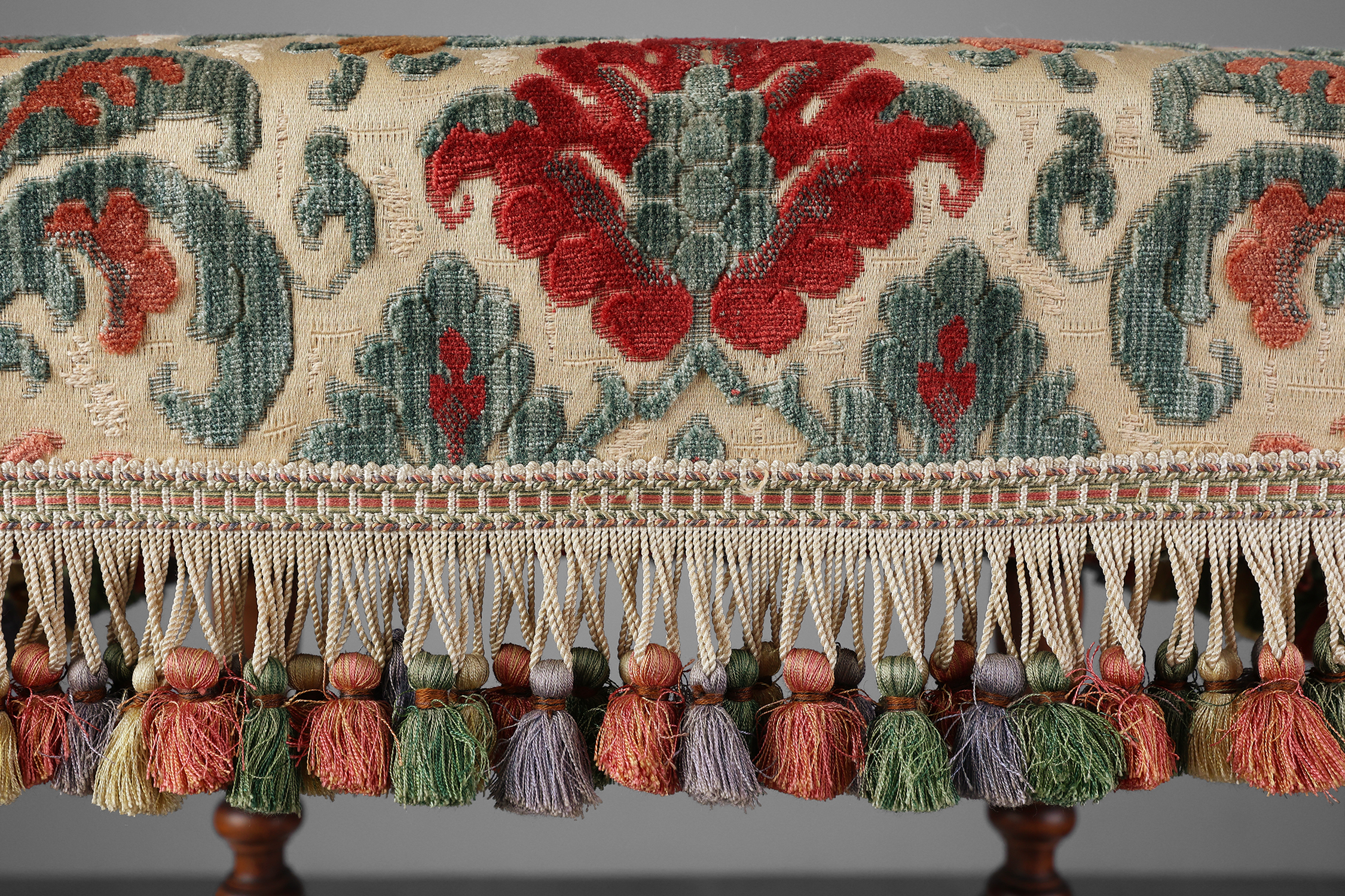 Early 20th Century Pair of Wood & Fabric French Footstoolsthumbnail